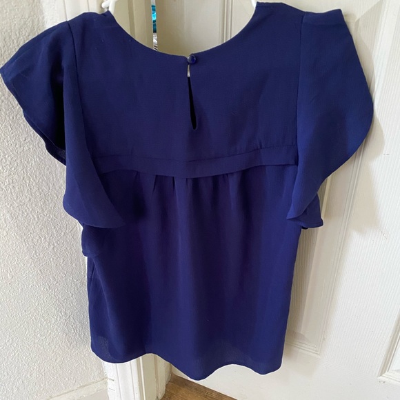 Blue ruffle sleeve blouse - Picture 2 of 4